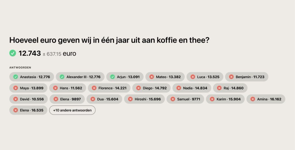 Schattingsvraag collega's