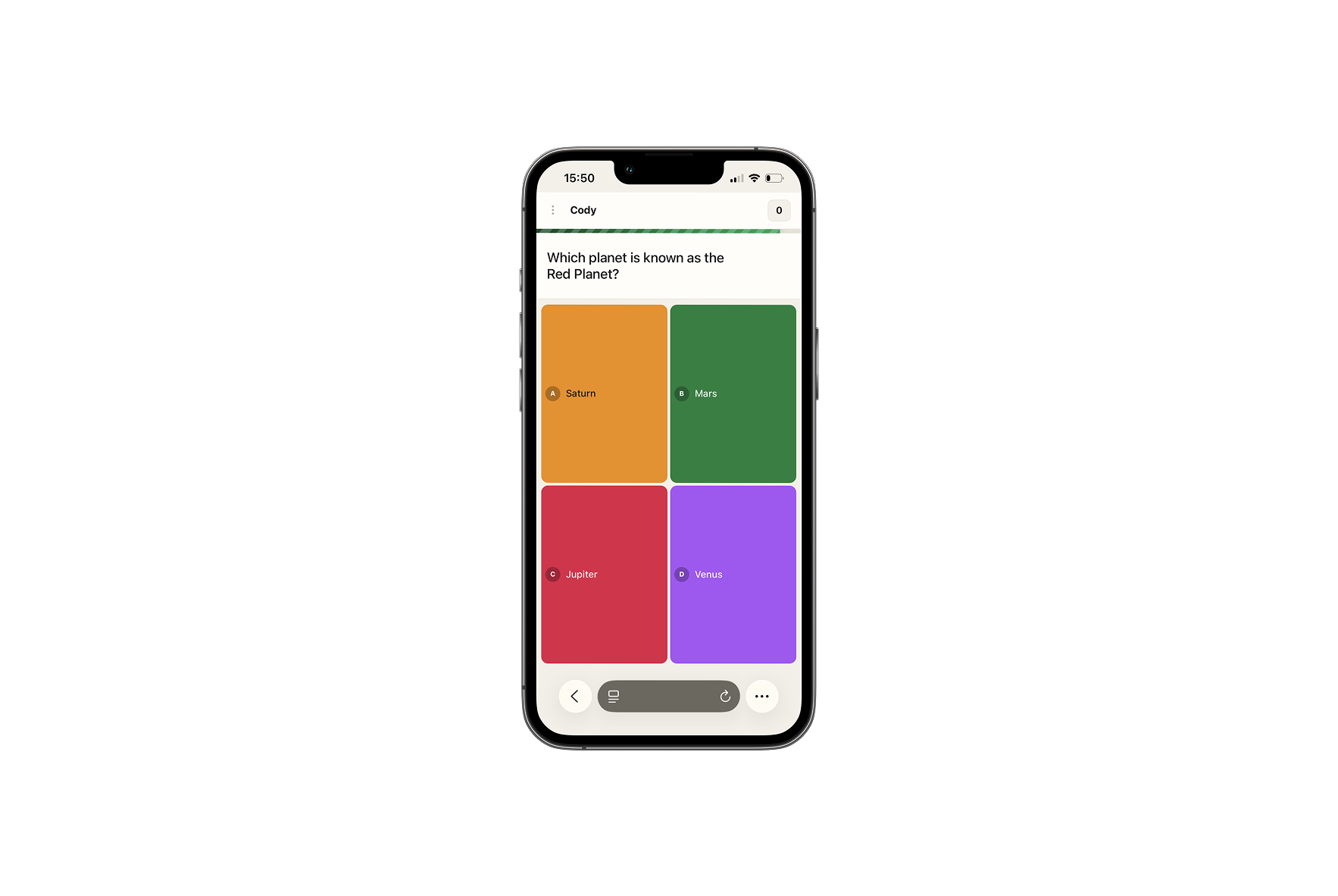 The player view on a phone