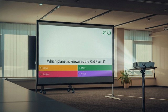 The presentation screen during a quiz