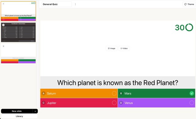 The quiz editor
